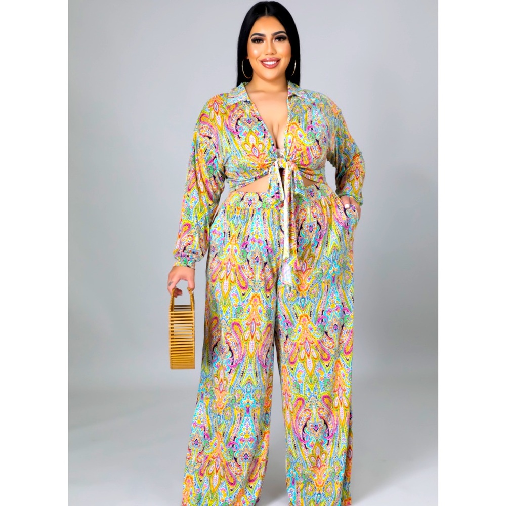 Paisley rainbow pants set